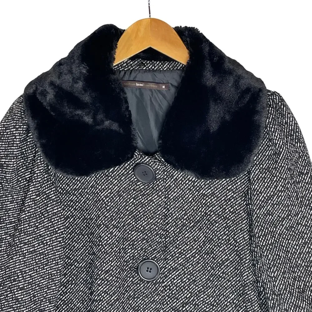 ANTHROPOLOGIE HAZEL Women’s Vintage Style Faux Fur Collar Pea Coat - Picture 2 of 6